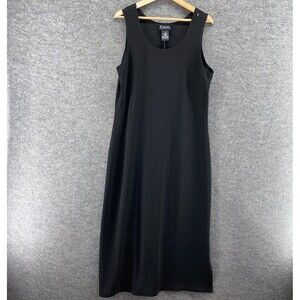 New K Studio Dress Women 14 Black Maxi Long Sleeveless Round Neck Casual Solid